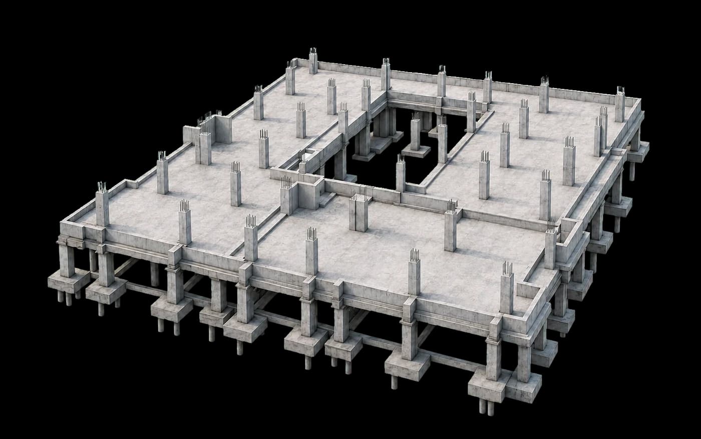 Structure en béton de la résidence